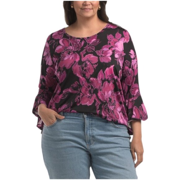 STELLA & GINGER Plus Floral Printed Top - Picture 1 of 2